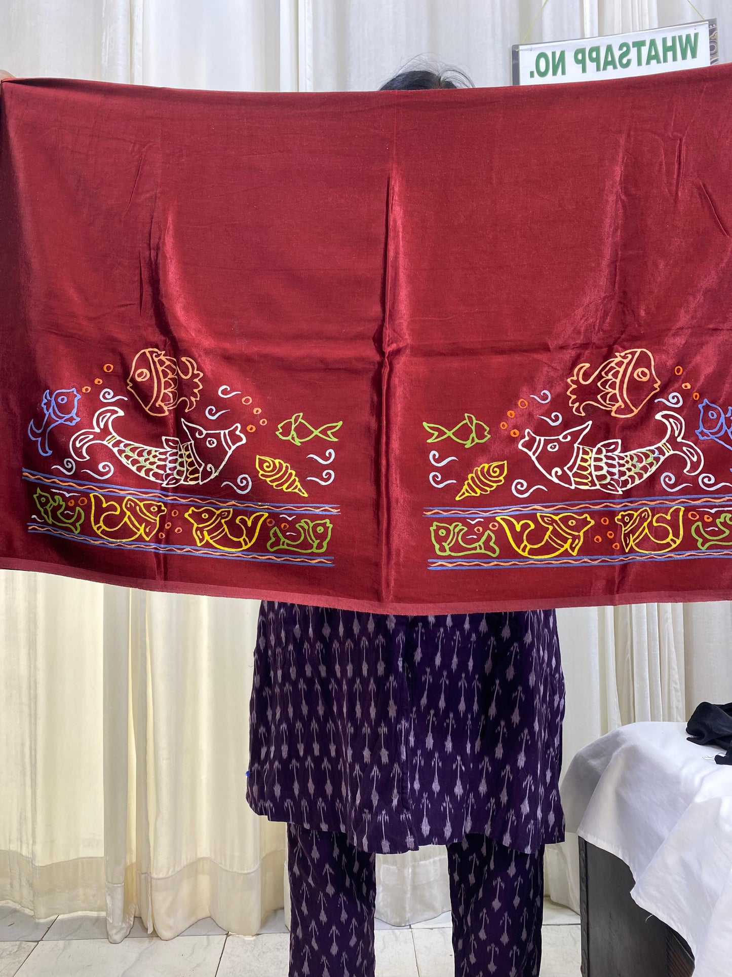 Rogan art Mashru blouse piece Red