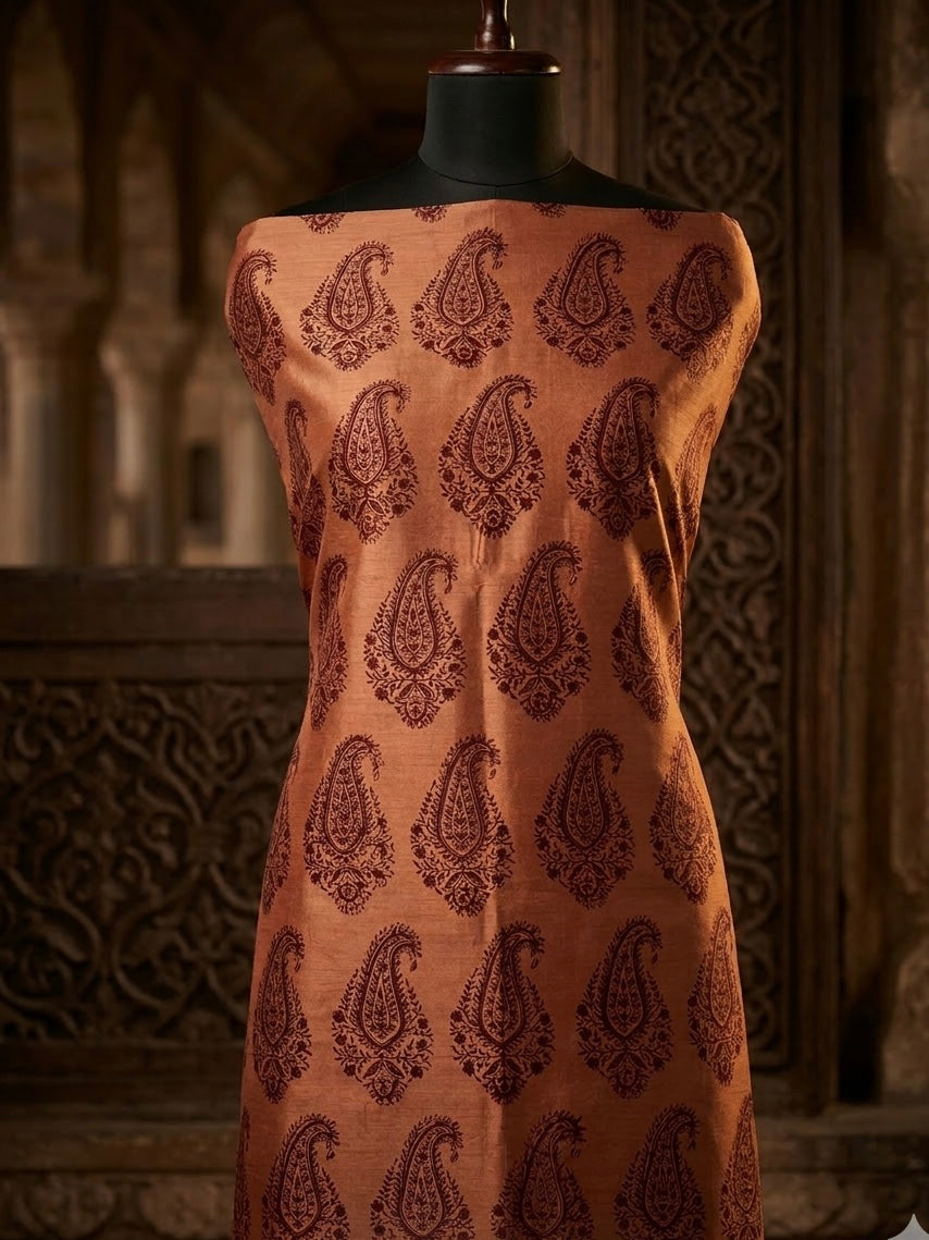 3pc Maheshwari Silk Bagh handblock Dress Material