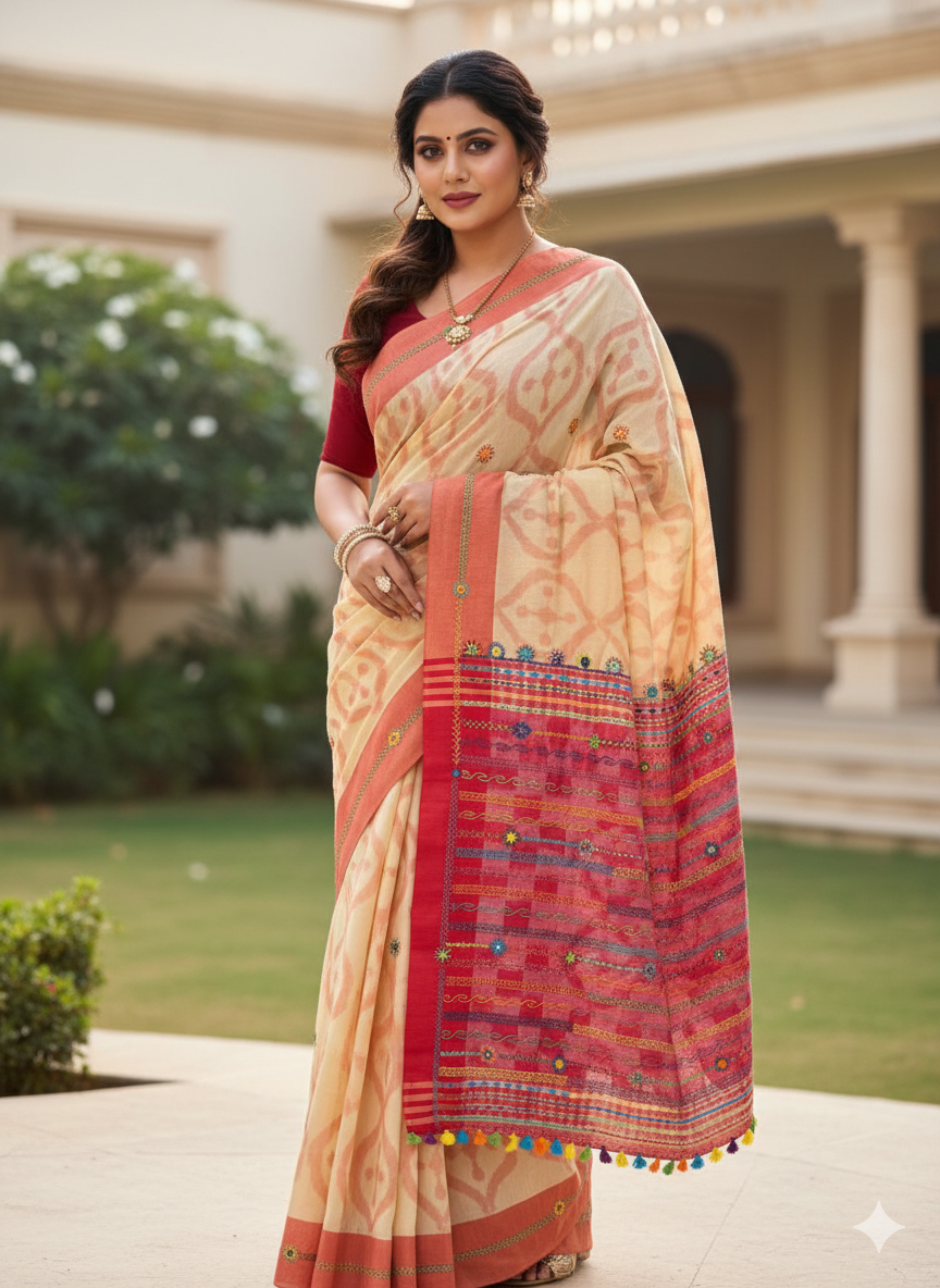 Lambani pure cotton ikkat saree