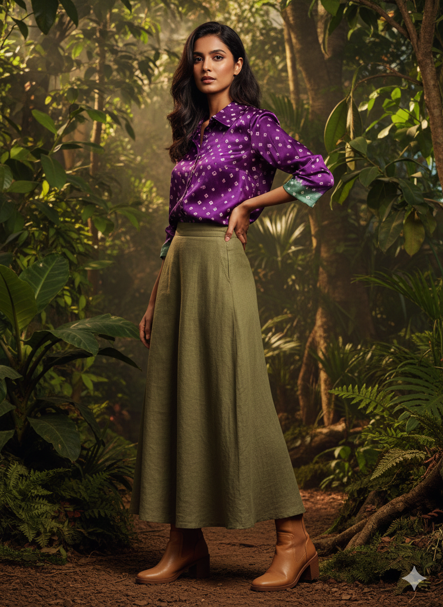 Kutchi Hand done Bandhani Modal Shirt