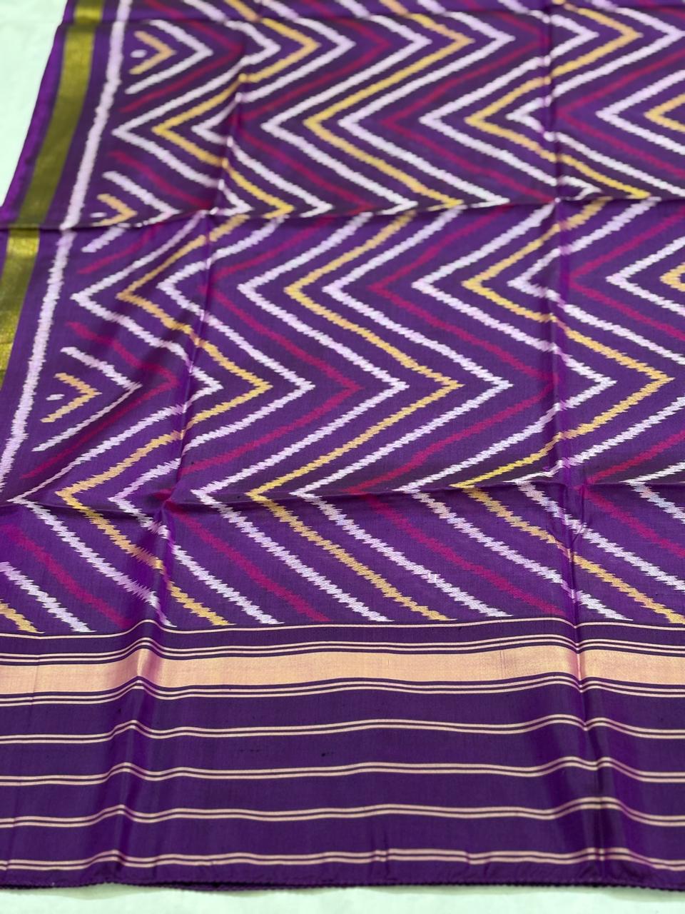 handloom pure mulberry silk Patola dupatta with geometrical pattern