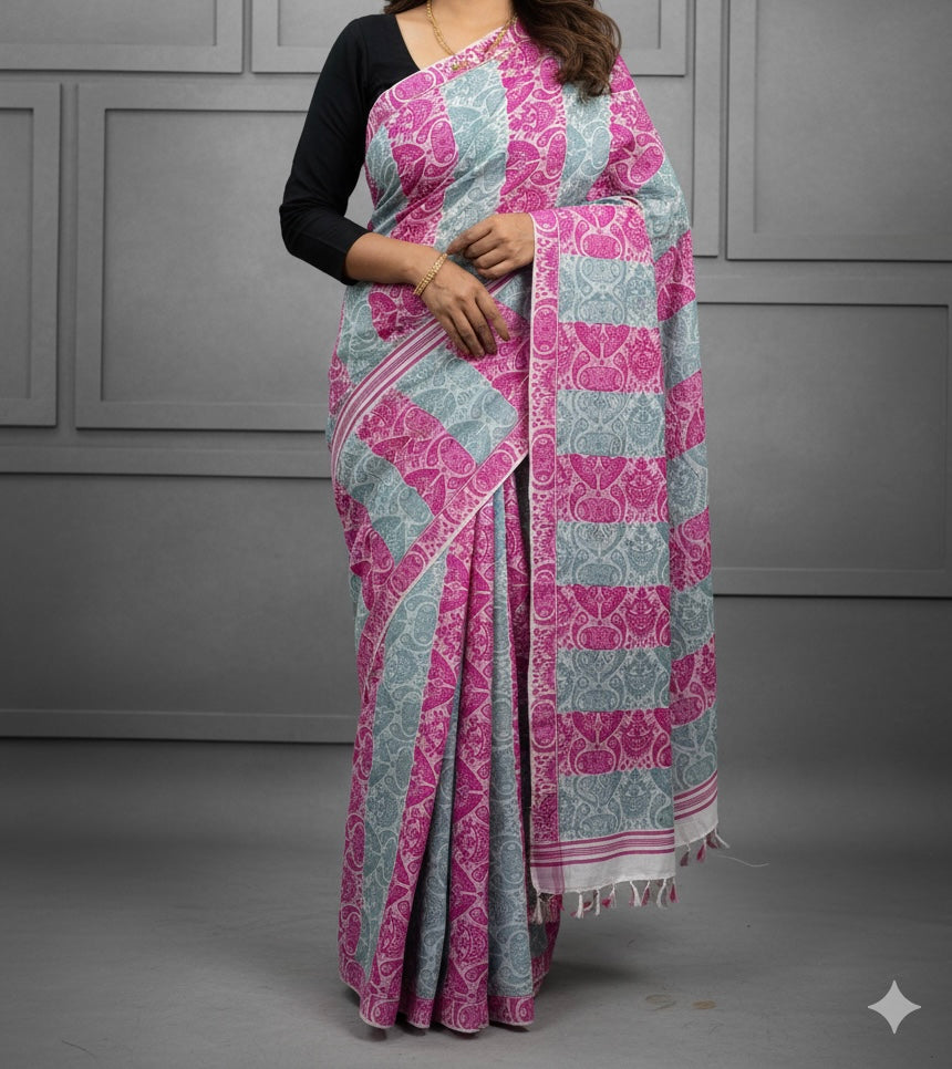 Handwoven handloom cotton Gamusa saree from Assam
