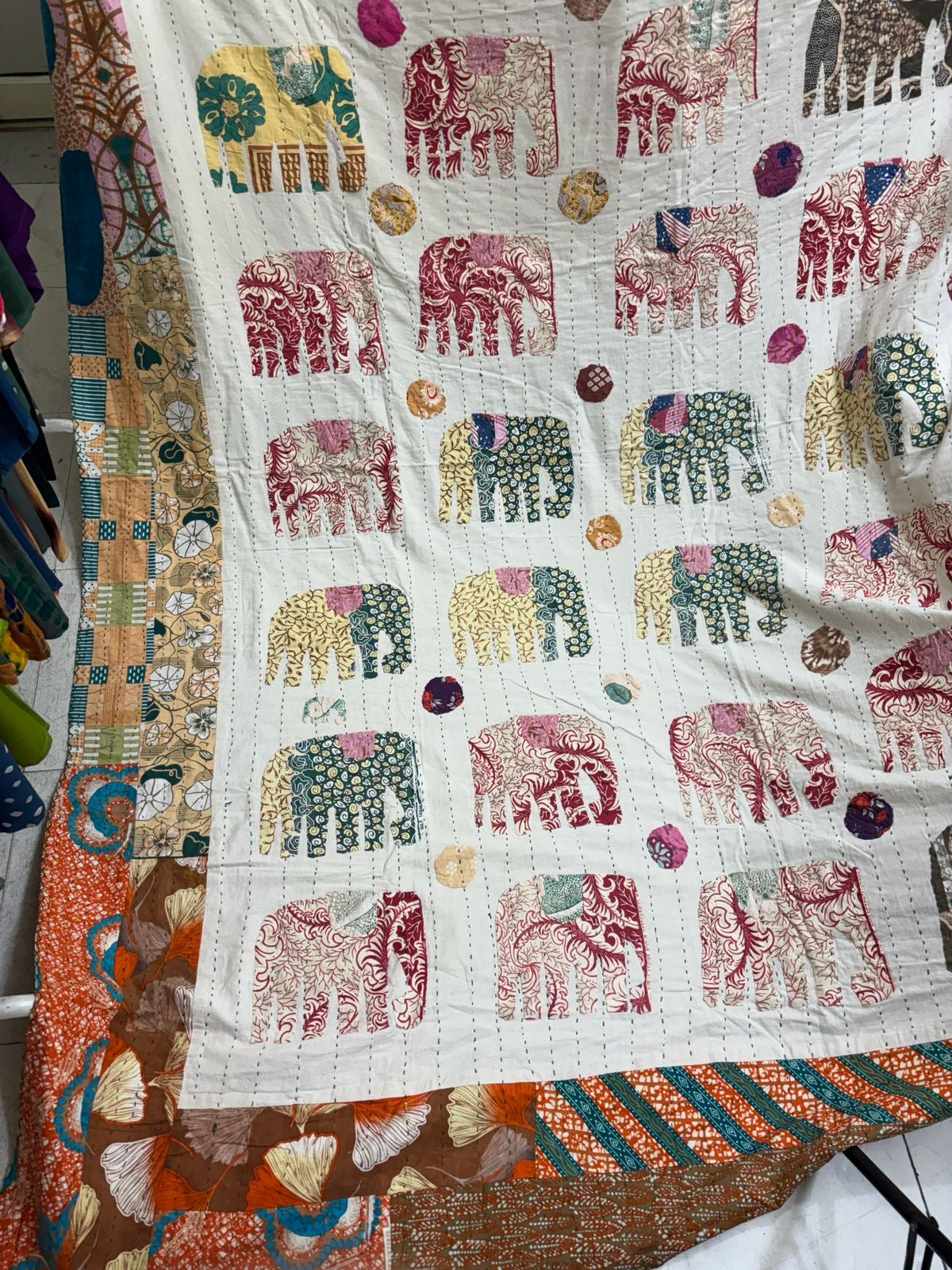 handloom cotton appliqué and kantha bedcovers