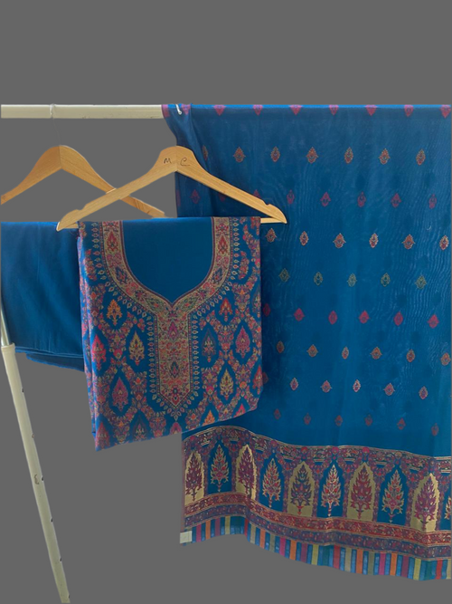 Blue Unstitched Wool Suit for Elegance