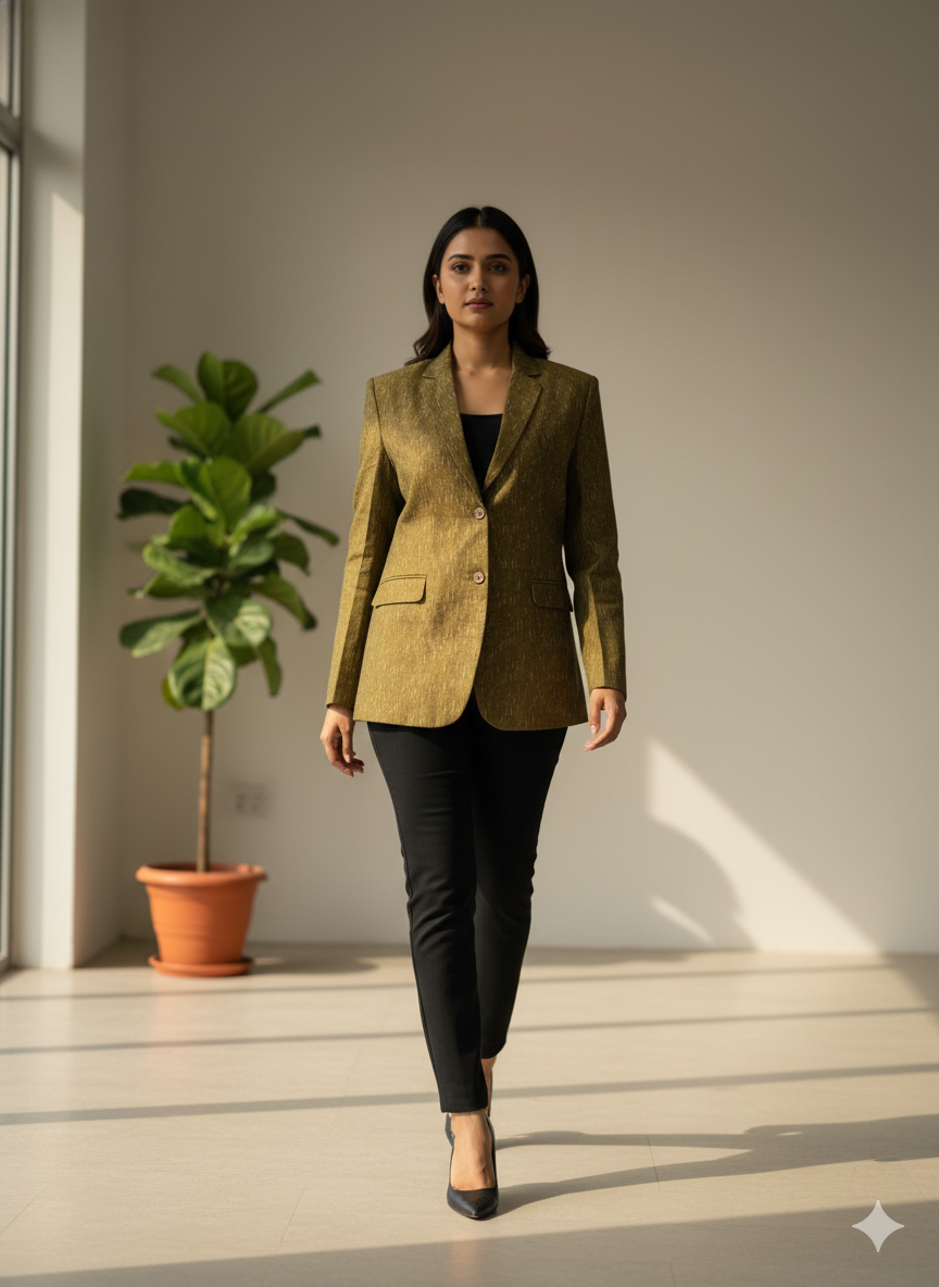 Single breasted ikkat blazer