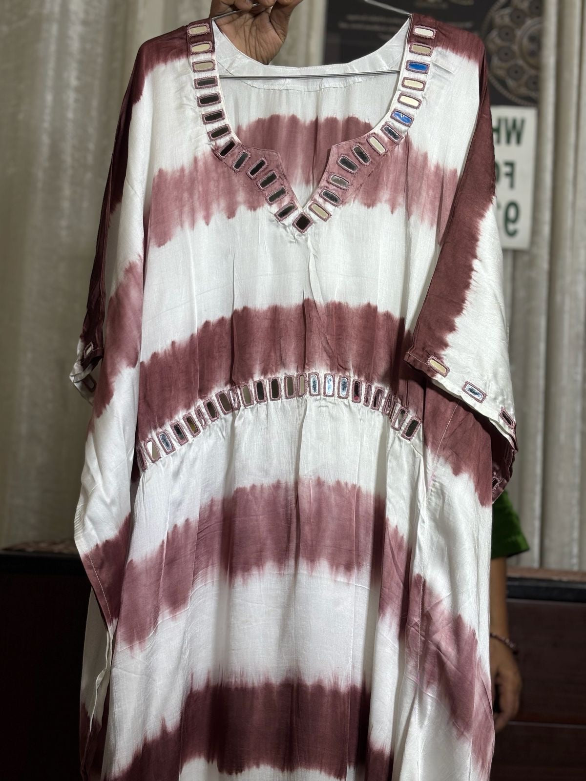 Modal Silk Kaftan Kutchi Hand Embroidered Mirror work