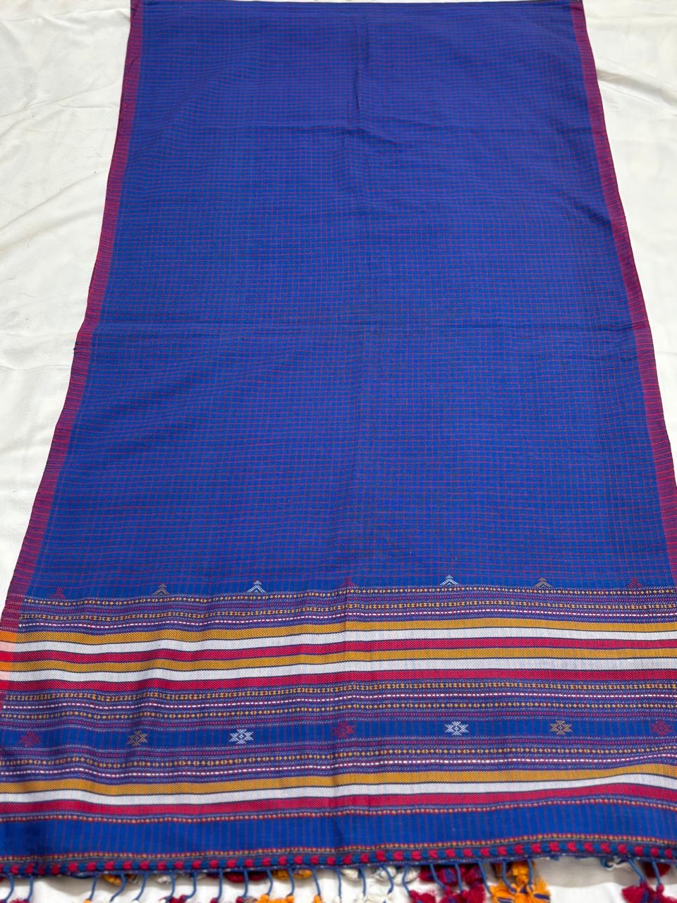 Kutch Weaving Handloom Organic Kala Cotton Stole with tassels