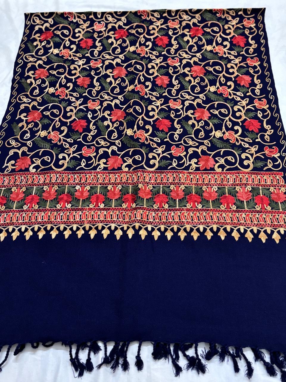 Kashmiri Aari embroidered semi pashmina stole
