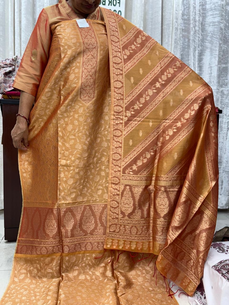 Kashmiri Organza Tissue Silk Suit Set with zari 08