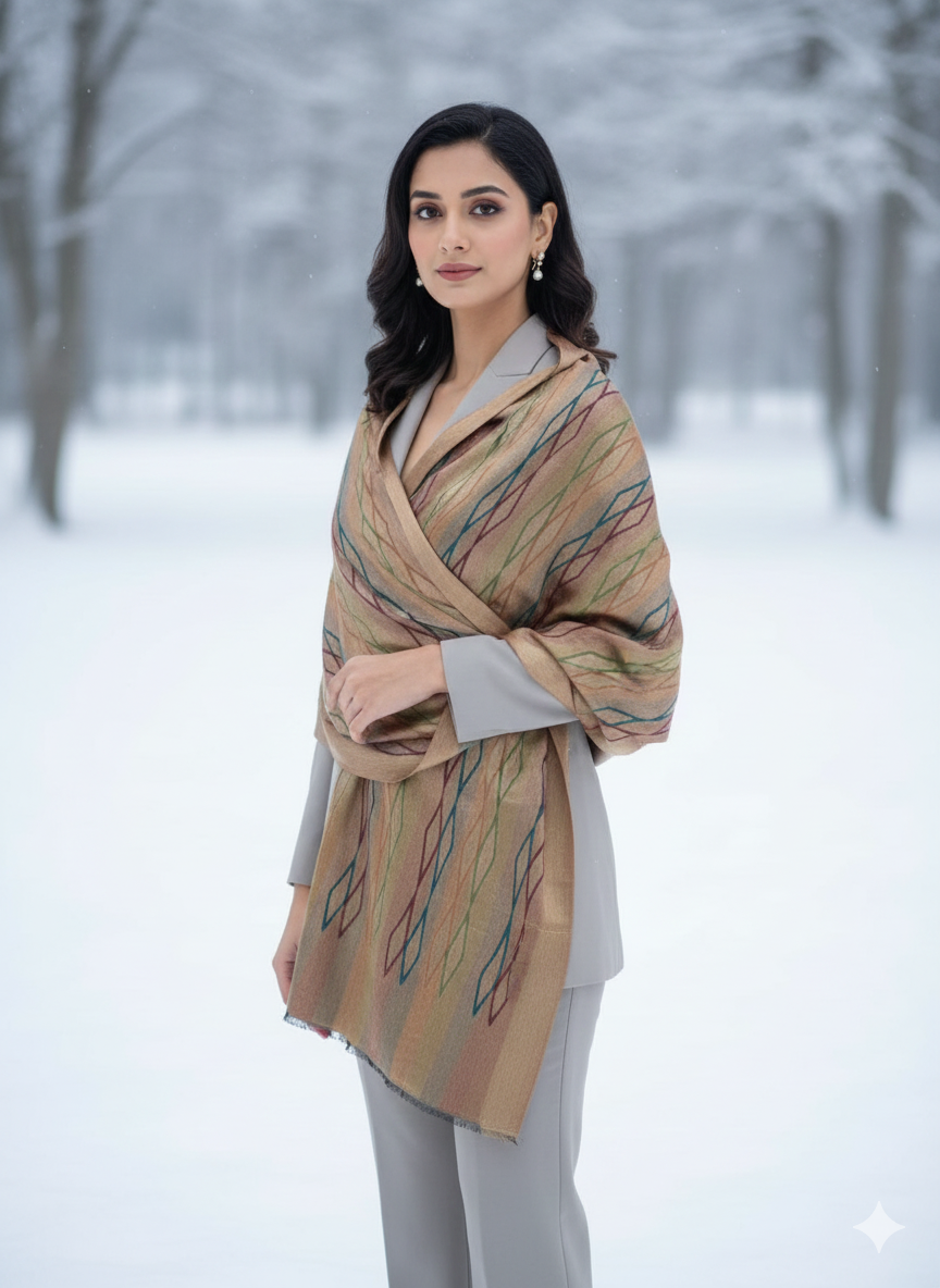 Woollen Shawl With Reversible Kaani Zari Ekat