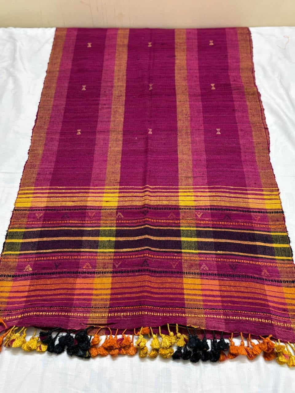 Handwoven woollen pure tussar and wool kutch weaving stole