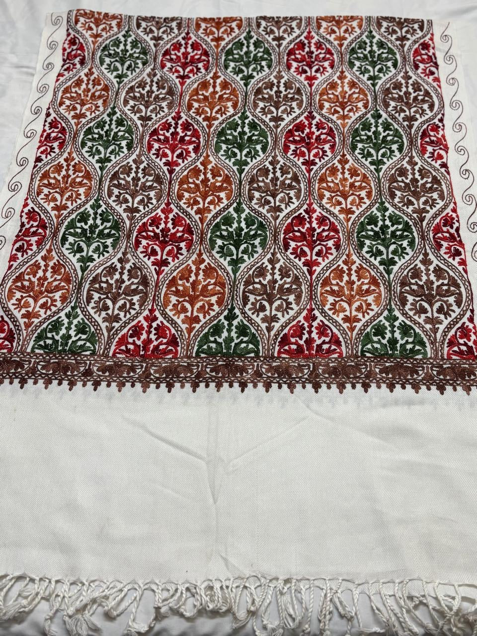 Kashmiri Aari embroidered semi pashmina stole