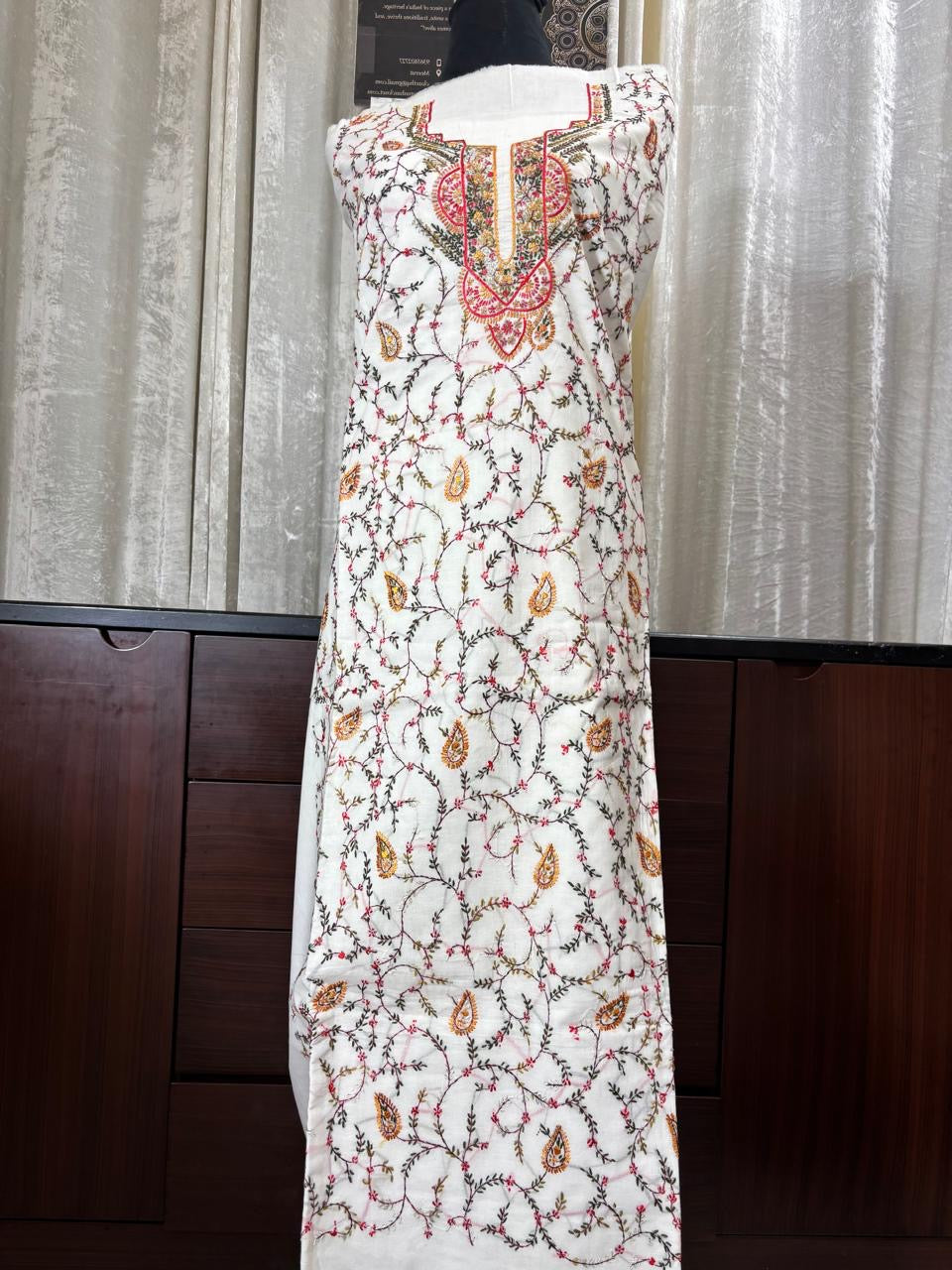 HAND EMBROIDERY COTTON 3PC UNSTITCHED DRESS MATERIAL 12