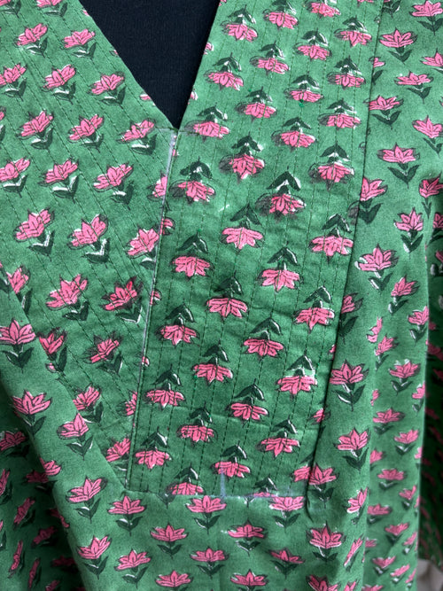 Pure cotton hand blocked summer short Kurtis