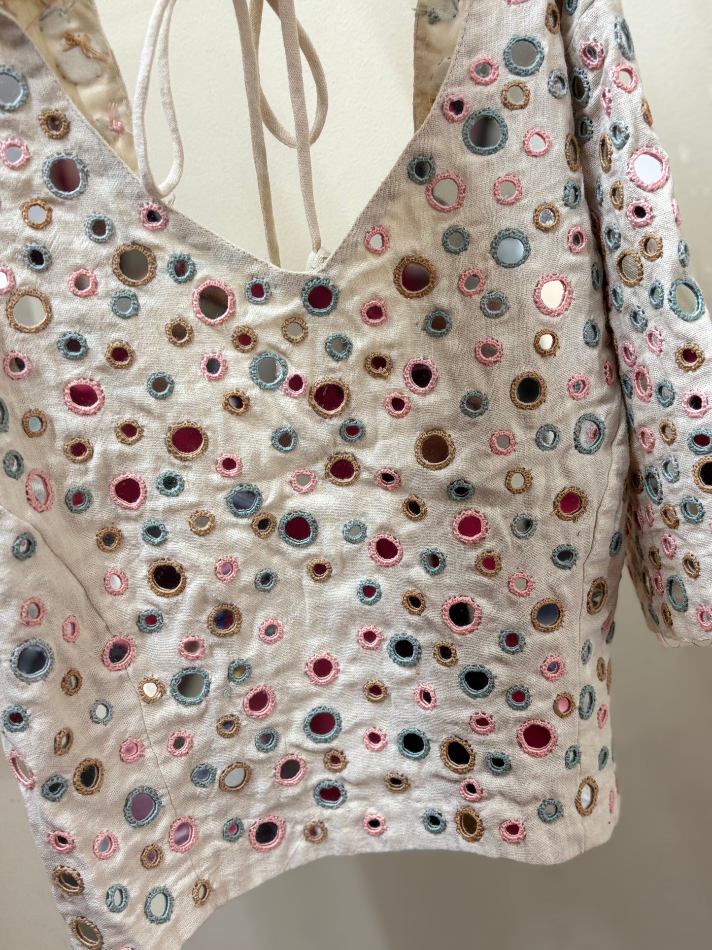 Off white -KUTCH MIRROR WORK KALA COTTON BLOUSE