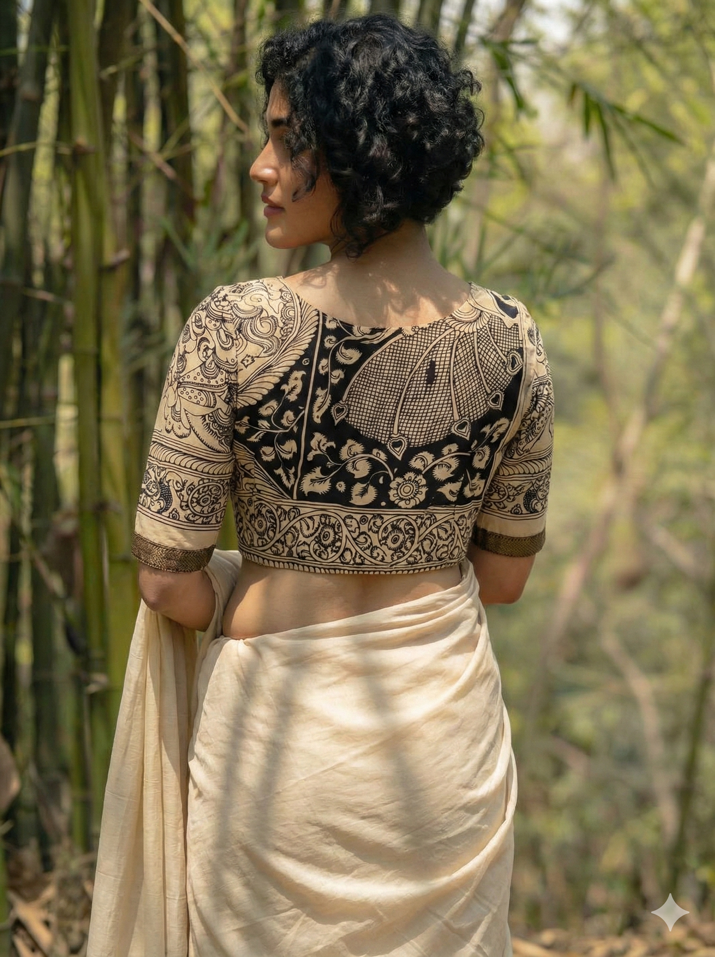 Pen Kalamkari Bangalore silk blouse
