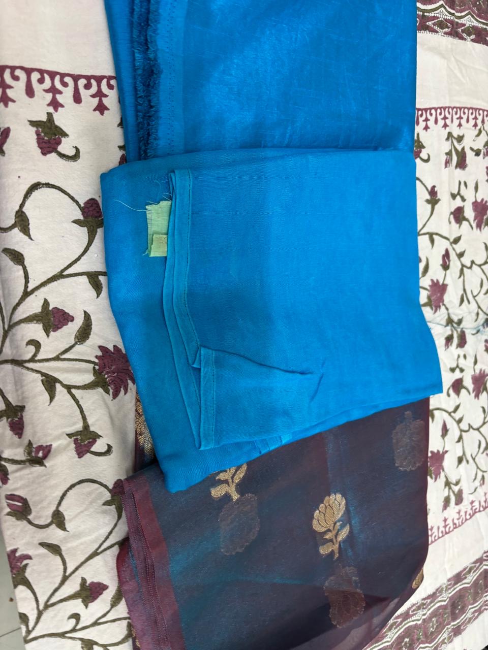 Tissue Benarsi suit with fabric plain