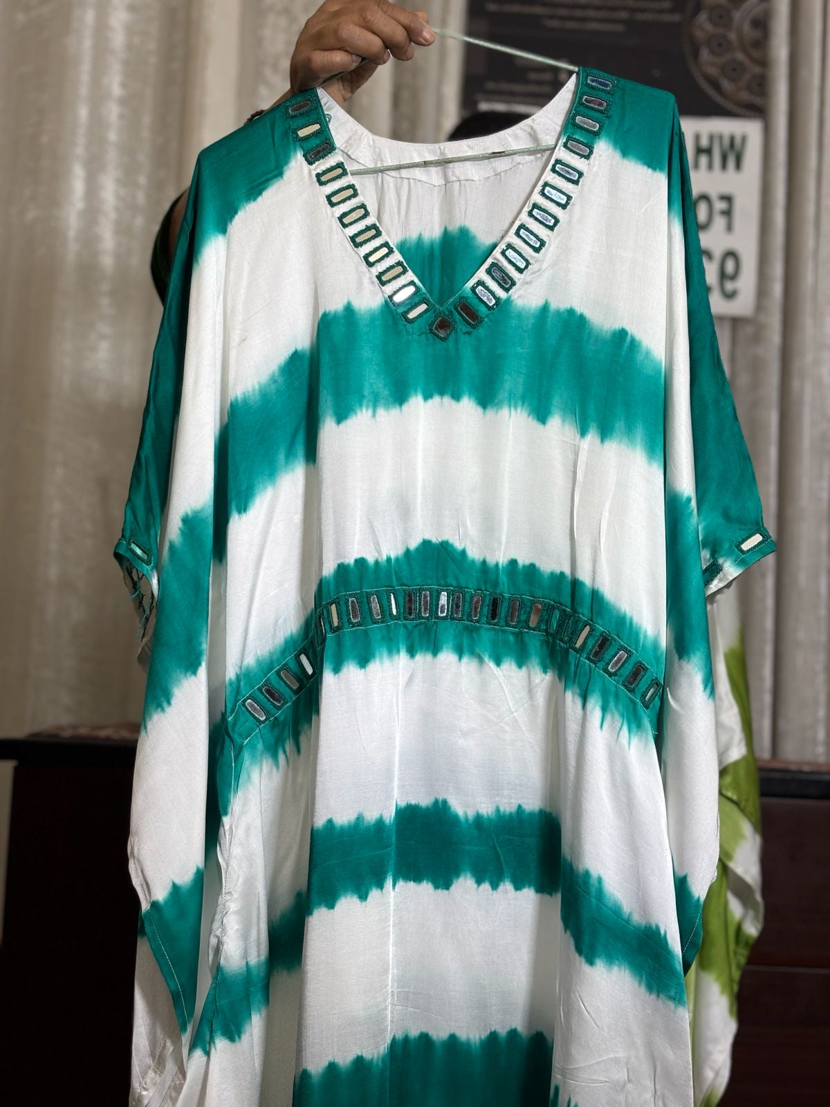 Modal Silk Kaftan Kutchi Hand Embroidered Mirror work