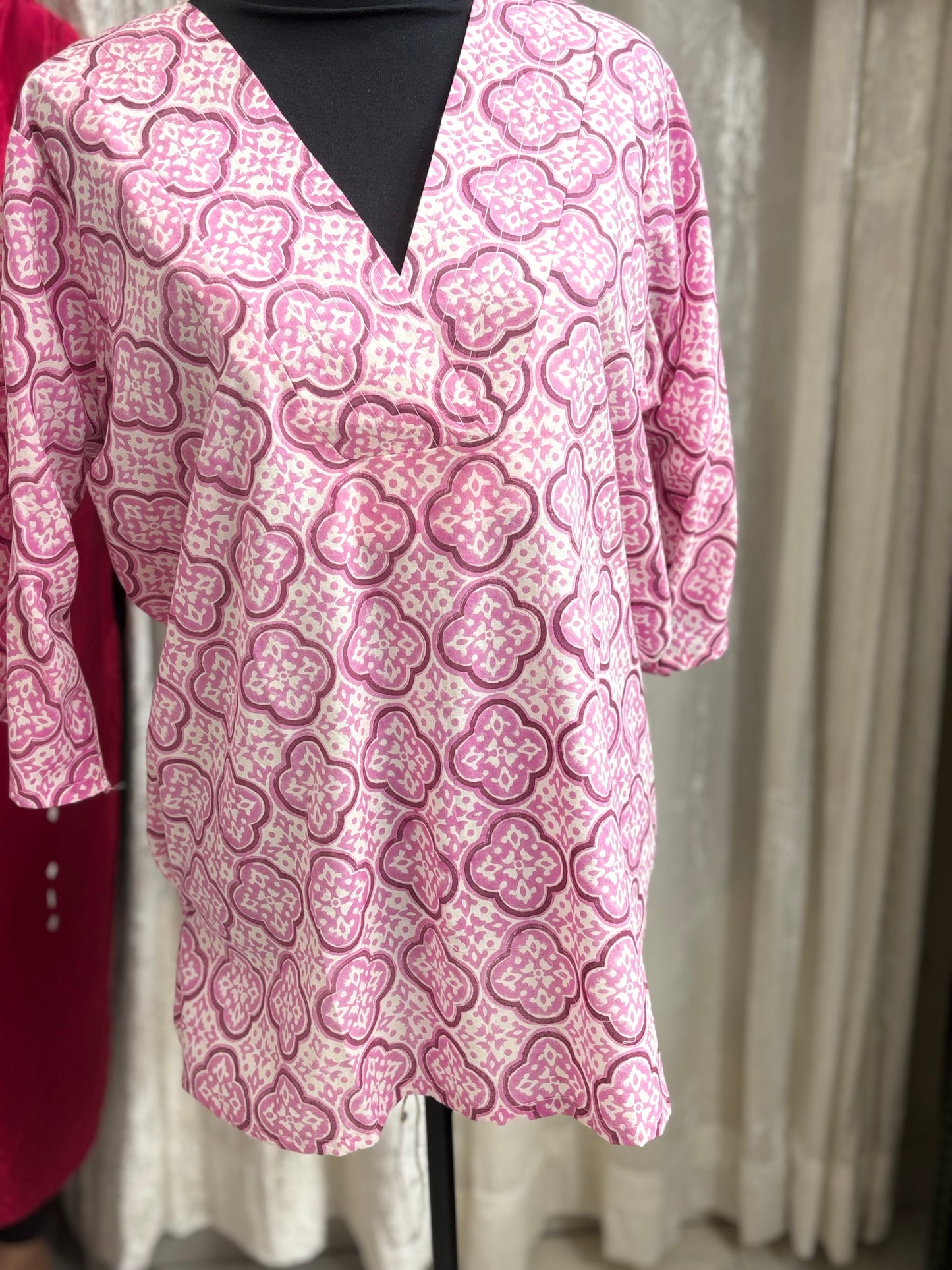 Pure cotton hand blocked summer short Kurtis