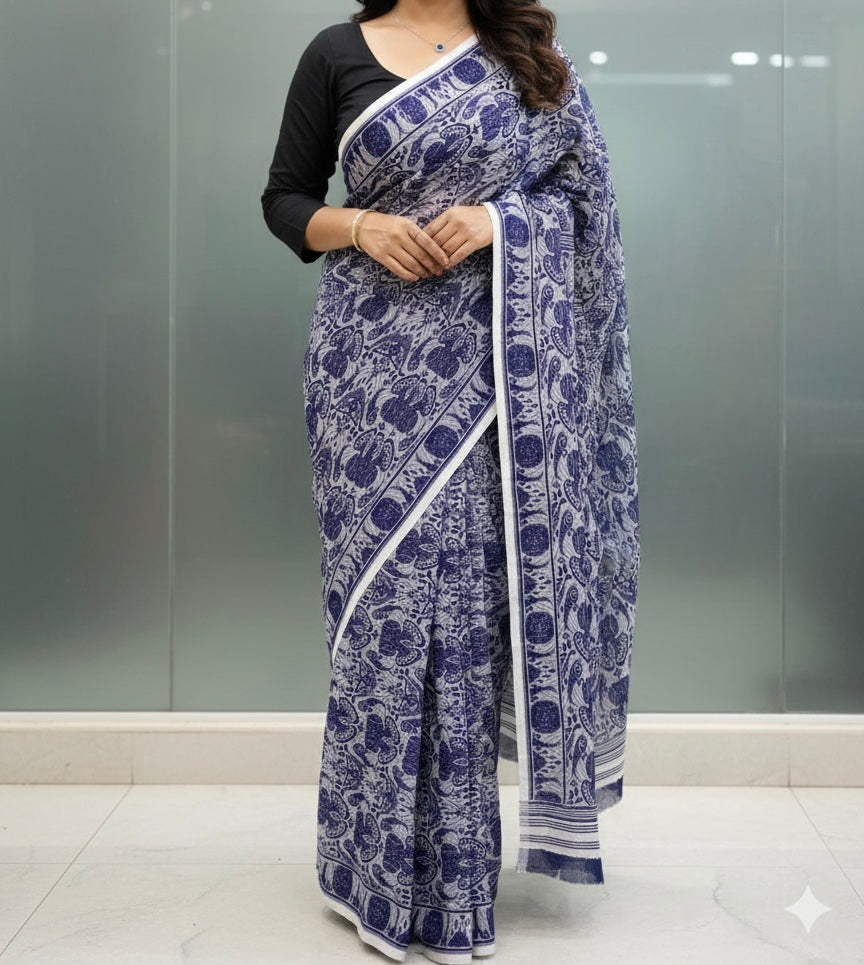 Handwoven handloom cotton Gamusa saree from Assam