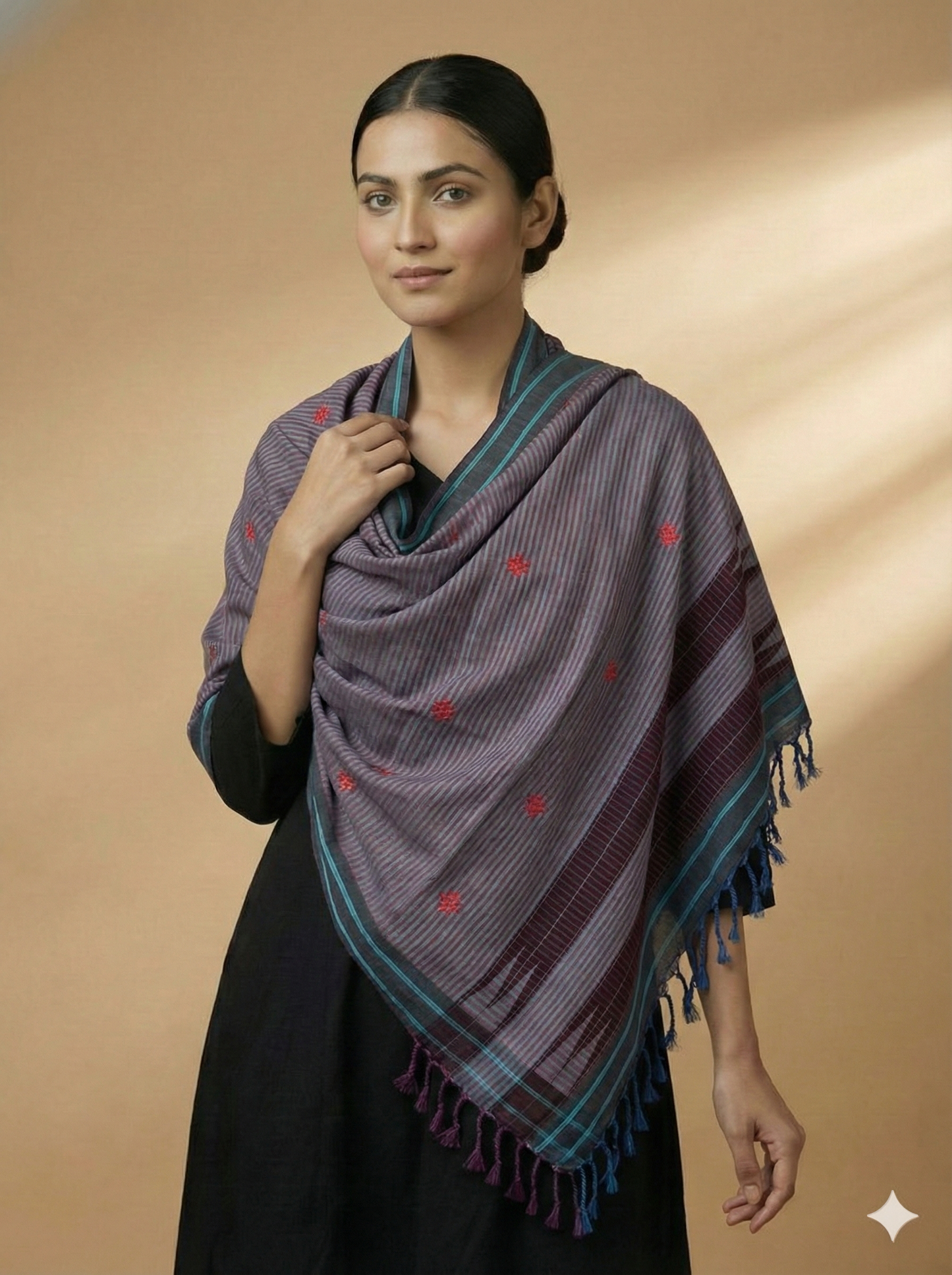 Grey Ilkal Cotton Silk w. Kasuti Stole