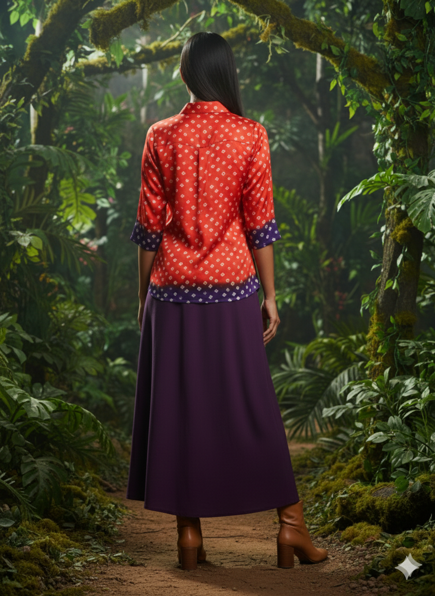 Kutchi Hand done Bandhani Modal Shirt