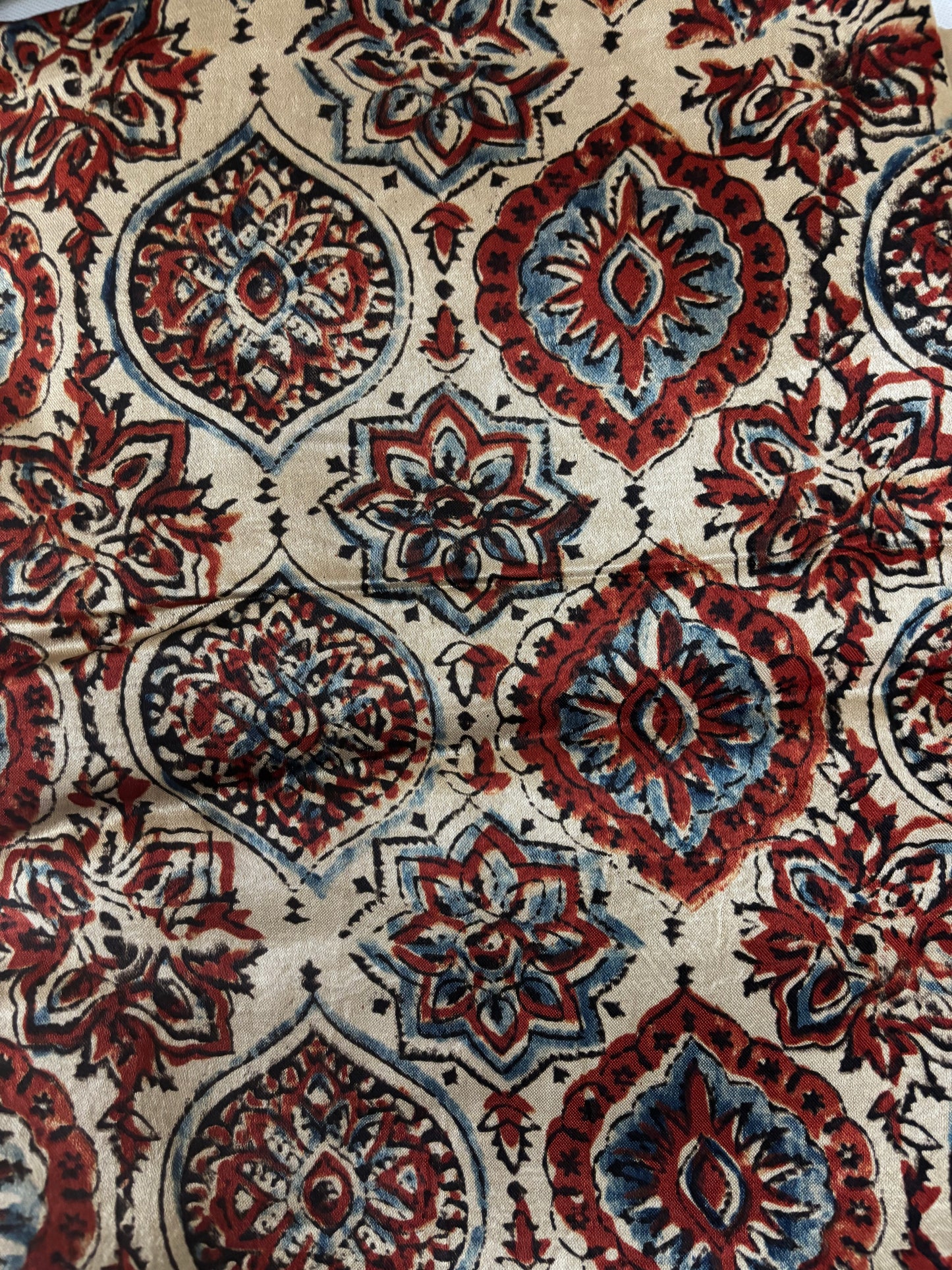 Natural dyed Mashru silk Ajrakh fabric 2