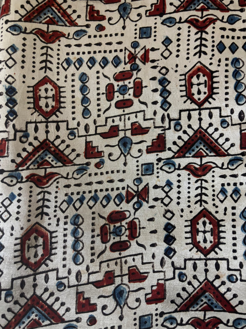 Natural dyed Mashru silk Ajrakh fabric 6