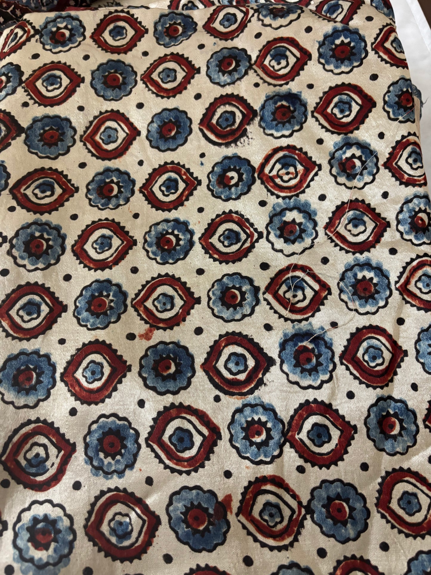 Natural dyed Mashru silk Ajrakh fabric 3