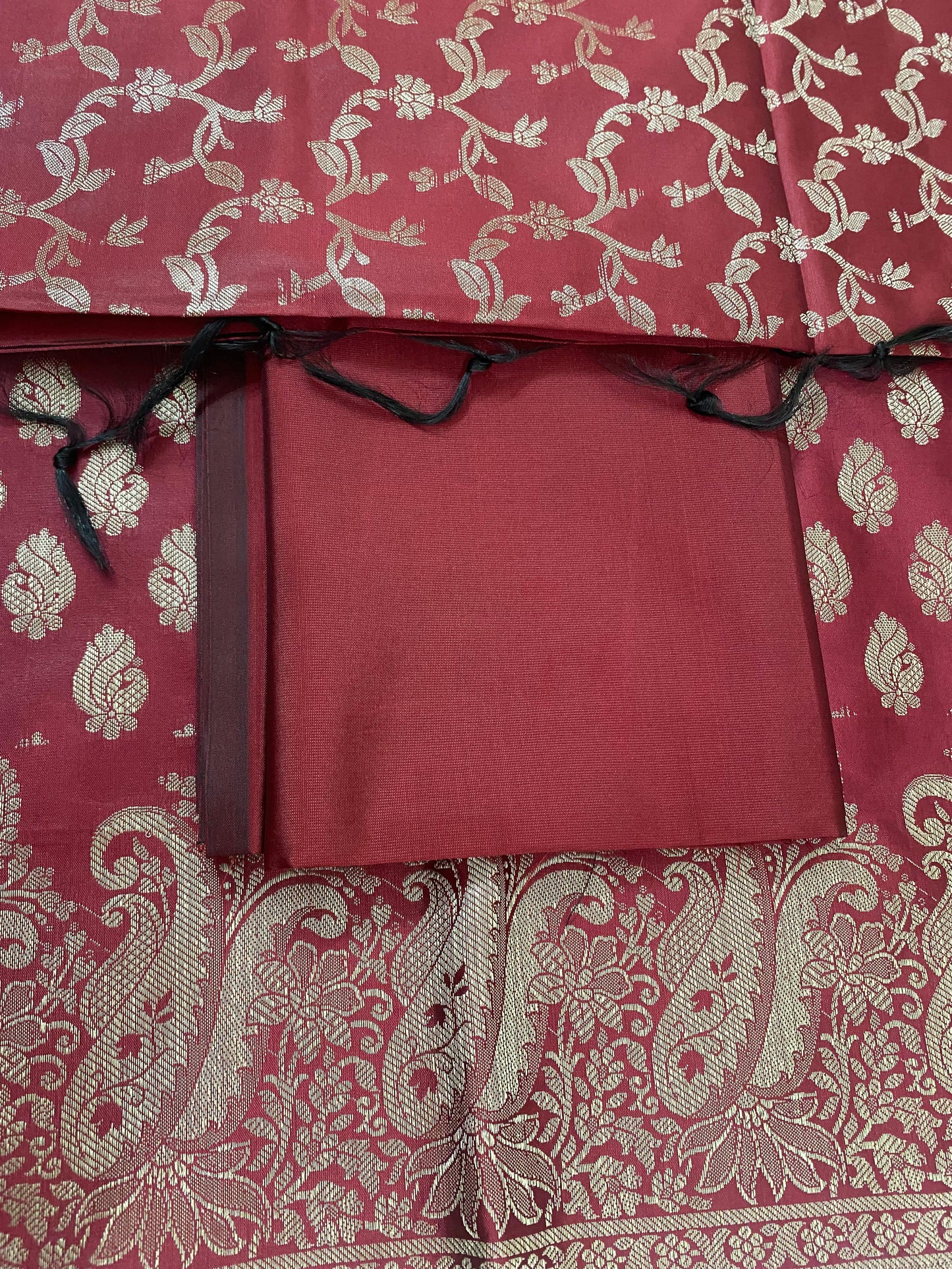 Banarsee Salwar Kameez Semi Katan Silk Fabric With Dupatta - mehroon