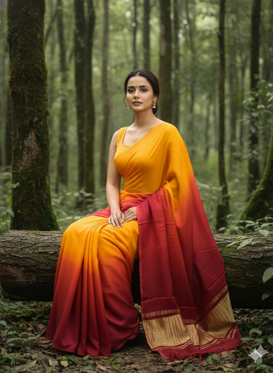 Dual tone modal silk saree with lagdi