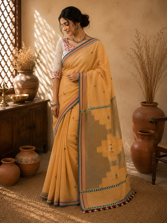 : ORGANIC SOFT COTTON BHUJODI HANDLOOM SAREE