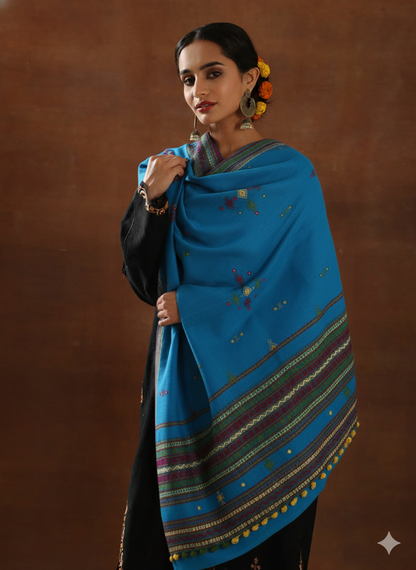 KUTCH BHUJODI HANDWOVEN MIRROR WORK WOOLLEN SHAWL