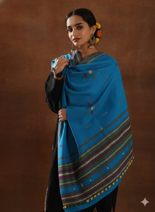 KUTCH BHUJODI HANDWOVEN MIRROR WORK WOOLLEN SHAWL