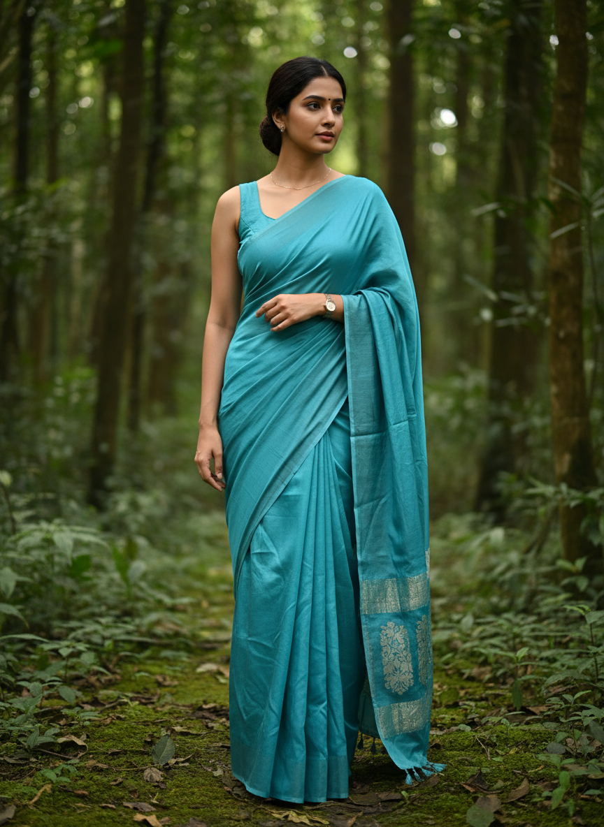 Plain modal silk saree