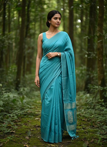 Plain modal silk saree