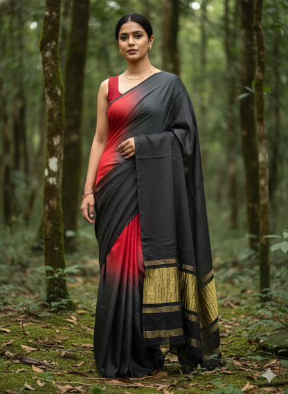 Dual tone modal silk saree with lagdi