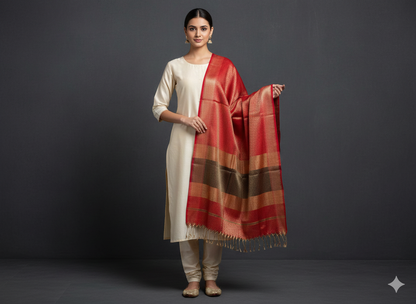 Handwoven tissue Maheshwari dupatta