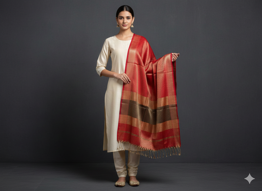 Handwoven tissue Maheshwari dupatta