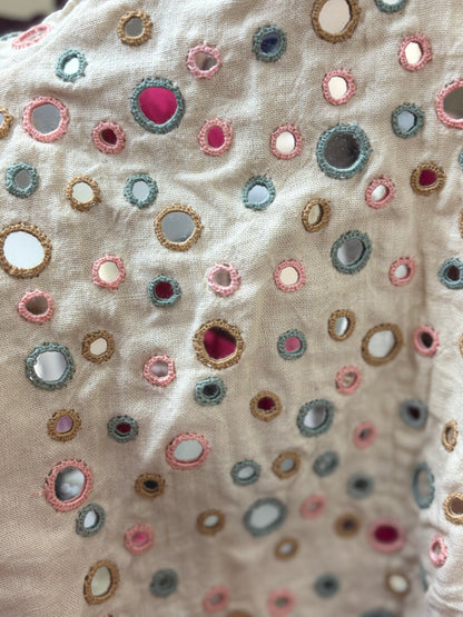 Off white -KUTCH MIRROR WORK KALA COTTON BLOUSE