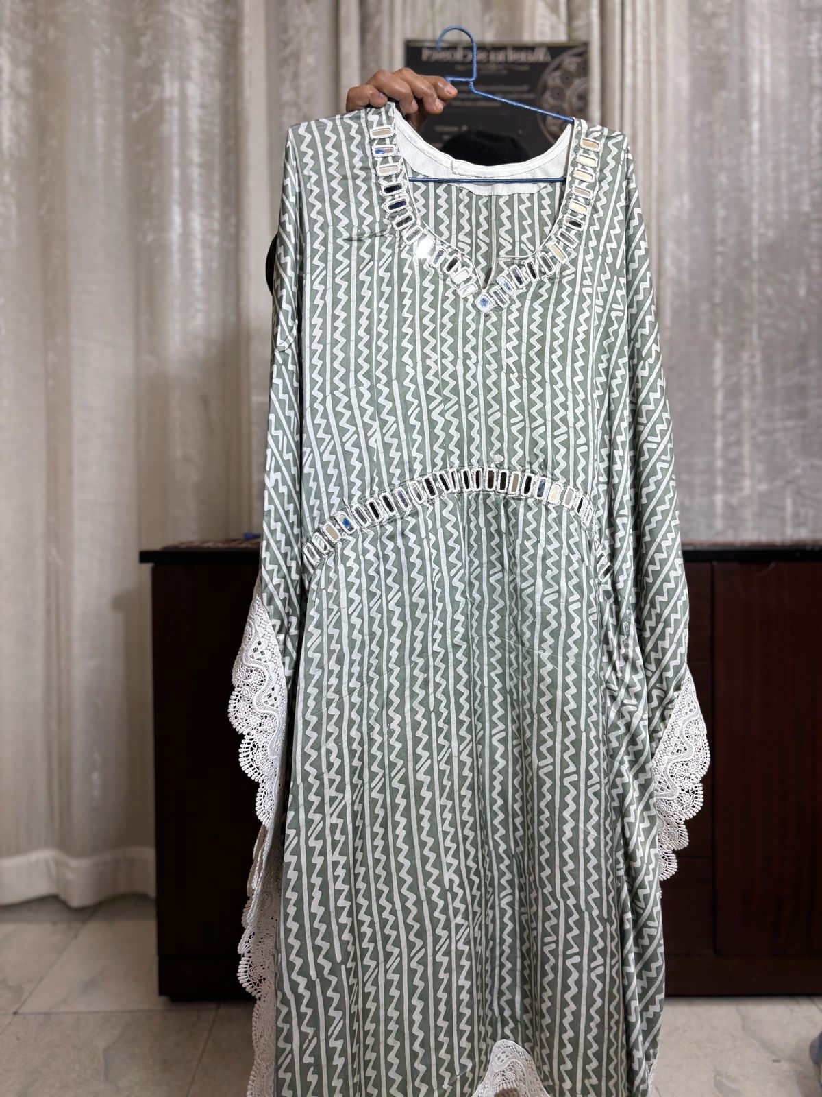 Modal Silk Kaftan Kutchi Hand Embroidered Mirror work