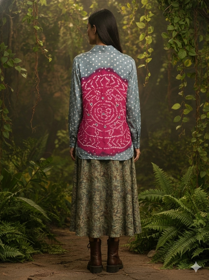 Kutchi Hand done Bandhani  Modal Shirt