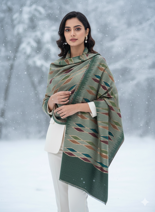 Woollen Shawl With Reversible Kaani Zari Ekat