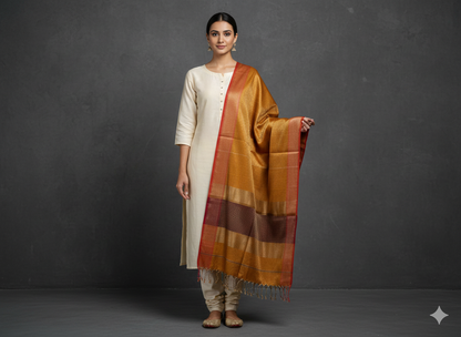 Handwoven tissue Maheshwari dupatta