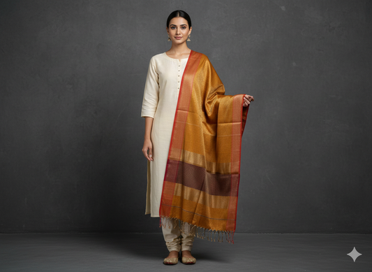 Handwoven tissue Maheshwari dupatta
