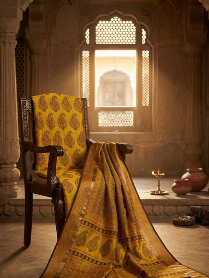 3pc Maheshwari Silk Bagh handblock Dress Material