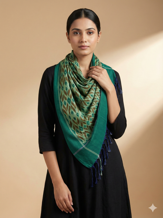 HANDLOOM MERCERIZED COTTON POCHAMPALLY IKAT STOLE