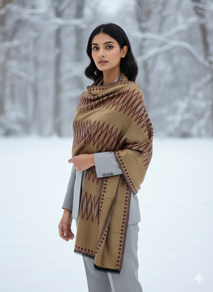 Woollen Shawl With Reversible Kaani Zari Ekat