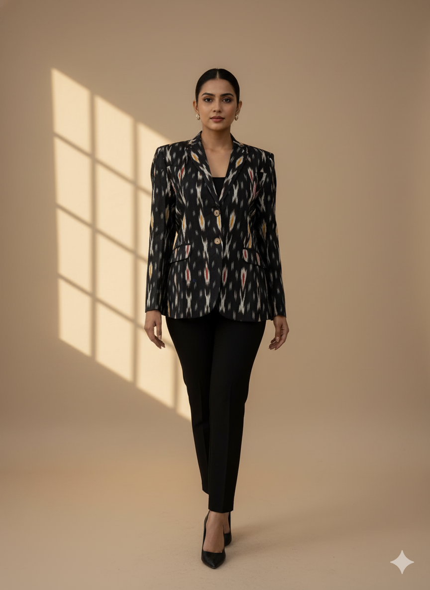Single breasted ikkat blazer