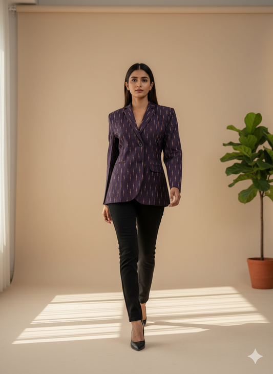 Single breasted ikkat blazer